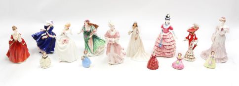 A collection of mixed Coalport & Doulton figurines comprising of: Coalport 'Lady Harriet';