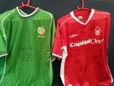 A Republic of Ireland football shirt, signed by Roy Keane, together with a Capital One Nottingham