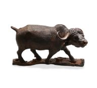 Hand carved African hardwood sculpture of a water buffalo, mid to late 20th Century, 24cm H x 42cm.