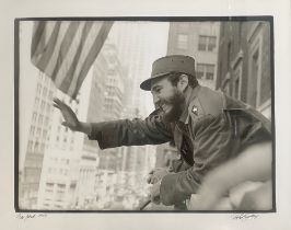 Osvaldo Salas (Cuban-American, 1914-1992). Fidel Castro (Waving), New York City, gelatin silver