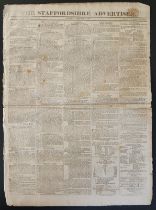 [CAPTURE AND DESCTRUCTION OF WASHINGTON – 1814] An original issue of the Staffordshire Advertiser, 1