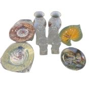 Ceramics and glass to include a pair of Royal Worcester vases, two Royal Worcester cabinet plates