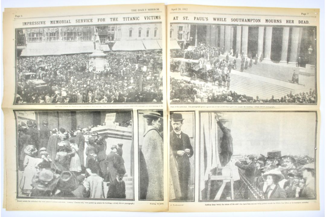 Titanic - The Daily Mirror news paper dated 20th April 1912, marking the Titanic disaster. - Image 4 of 5
