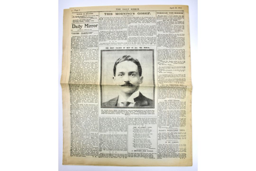 Titanic - The Daily Mirror news paper dated 20th April 1912, marking the Titanic disaster. - Image 5 of 5