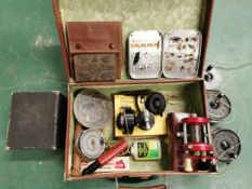 Quantity of assorted fly fishing accessories to include three fly rods: 9' 3" 32312 Milward's