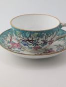 Set of four Victorian Minton Palais Royal Lahoche, Paris, Tea cups and saucers painted in decorative