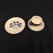 1960s The Beatles porcelain trio comprising cup, saucer and biscuit plate with transfer of the Fab