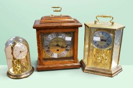 Mid 20th century 8-day oak-cased mantel clock with Westminster chime and Roman numerals, by