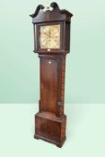 Late George II 8 Day oak case long case clock by M Thomas of Caernarfon with square brass face