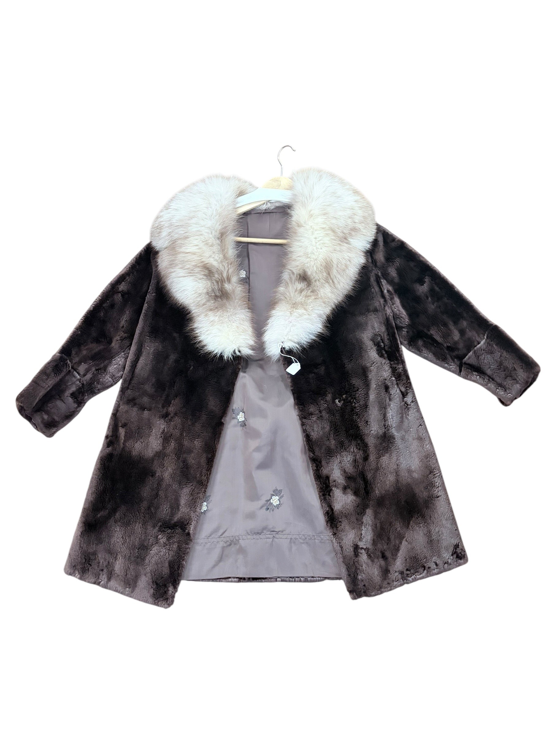 Musquach A group of 4 vintage fur coats to include a brown shorn rabbit with fox ...