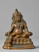 SEATED JAMBHALA BRONZE TIBET 15TH CENTURY