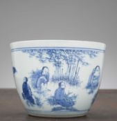 A BLUE AND WHITE PORCELAIN STORAGE JAR, CHINA MING DYNASTY CHONGZHEN PERIOD (1628-1644)
