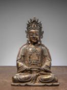 A SEATED BRONZE FIGURE OF GUANYIN, CHINA, MING DYNASTY, 16TH CENTURY