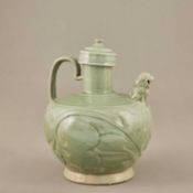 YAOZHOU CELADON EWER WITH LION-FORM SPOUT, SONG DYNASTY