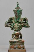 BRONZE BODHISATTVA SEATED ON A LOTUS THRONE, KASHMIR, 12TH CENTURY