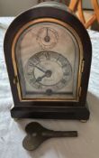 ANTIQUE BATTY MANCHESTER CARRIAGE MANTLE CLOCK WITH KEY