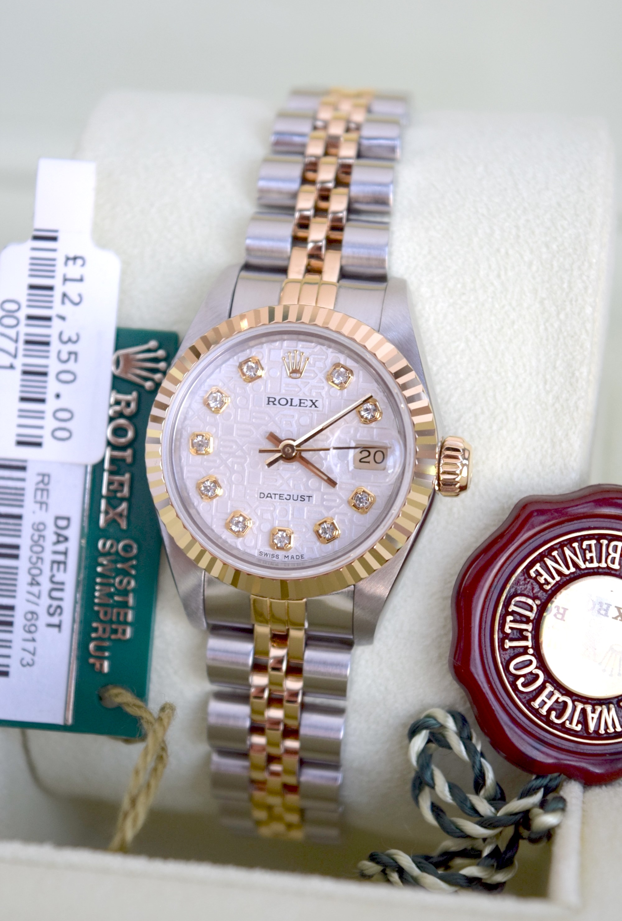 ROLEX DATEJUST "JUBILEE" 26' WHITE LUSTRE - 18K YELLOW GOLD & STEEL REF. 69173 (*FULL SET*)