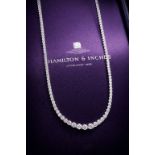 6.50CT DIAMOND 'TENNIS' / LINE NECKLACE - 18K WHITE GOLD (BOX & APPRAISAL INC.)
