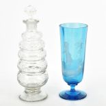 Fußvase und Karaffe 19. Jh.