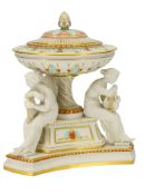 A MINTON PORCELAIN FIGURAL CENTERPIECE, ENGLAND, CA. 1870–1880