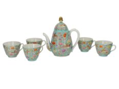 A CHINESE EXPORT HAND-PAINTED PORCELAIN TEA SET, CA. 1880