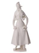 A GERMAN PAUL SCHEURICH ART DECO WHITE PORCELAIN FIGURE OF A MODERN LADY, NYMPHENBURG, CIRCA 1930