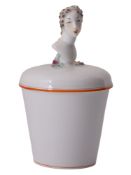 A MEISSEN PORCELAIN LIDDED JAR WITH FEMALE BUST FINIAL BY PAUL SCHEURICH, GERMANY, CIRCA 1937–1945