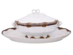 A RUSSIAN KUSNETSOV PORCELAIN FISH DISH AND SOUP TUREEN, C. 1900