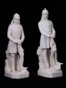 A PAIR OF VICTORIAN ENGLISH PARIAN WARE FIGURES, HODSON AND HAVELOCK, INDIA COLONIALISM