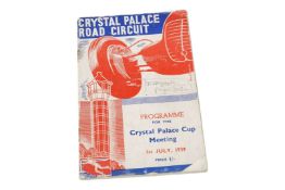 CRYSTAL PALACE: A '39 'CRYSTAL PALACE ROAD CIRCUIT' Official Programme. Raymond Mays & Tony Rolt...