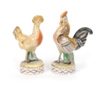 A rare pair of Staffordshire models of a cockerel and hen, mid 19th century, probably Thomas Parr, s
