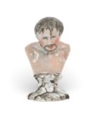 A Staffordshire pearlware bust of a Roman, c.1800, modelled as the head and bare shoulders of a bear