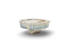 A delftware ointment pot, 2nd quarter 19th century, for Singleton's Eye Ointment, the narrow sides i