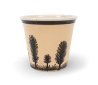 A large Creil mocha ware câchepot, c.1820, decorated with vertical strands of seaweed reserved on a 