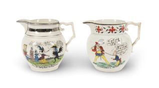 Two small lustre jugs relating to Napoleon Bonaparte, 1812-15, commemorating the Russian campaign, o