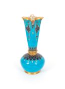 A Minton Cloisonné porcelain vase designed by Dr Christopher Dresser, c.1875, the low squat body dec