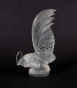 A Lalique 'Coq Nain' car mascot or paperweight, modelled in frosted glass as a standing bantam cocke