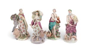 A rare set of Chelsea figures of the Four Elements, c.1760, each modelled as a Classical figure with