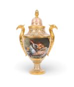 A rare Barr, Flight and Barr two-handled vase and cover, c.1810, well painted with a panel of seashe