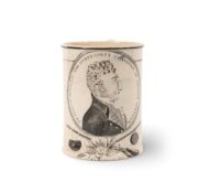 A Sunderland creamware political commemorative mug, c.1810, the cylindrical body printed in black wi
