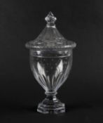 A sweetmeat glass and cover, c.1790-1810, the deep round funnel bowl decorated with small star motif