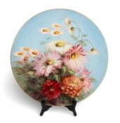 A large Royal Worcester circular wall plaque, date code for 1901, painted by J E Sadler with a varie