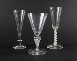 A large goblet or wine glass, c.1735-40, with a round funnel bowl raised on a Silesian pedestal stem