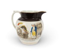 A rare Napoleonic pearlware commemorative jug, c.1803, relating to the Great Invasion Scare, printed