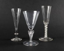 A large goblet or wine glass, c.1735-40, with a round funnel bowl raised on a Silesian pedestal stem