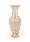 A large Bohemian glass vase for the Islamic market, late 19th century, the clear glass overlaid in w