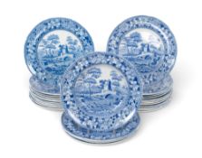 A Copeland Late Spode blue and white transferware part dinner service, 1st half 19th century, printe