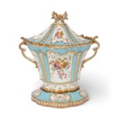 A rare Ridgway pot pourri vase with cover and stand, c.1820, after Sèvres' vase hollandais shape, pa