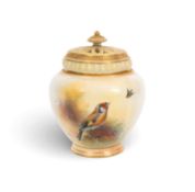 A small Royal Worcester pot pourri vase with inner and outer covers, date code for 1909, of shape 13