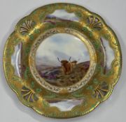 A good English porcelain cabinet plate, c.1886, painted in the manner of Harry Stinton at Royal Worc